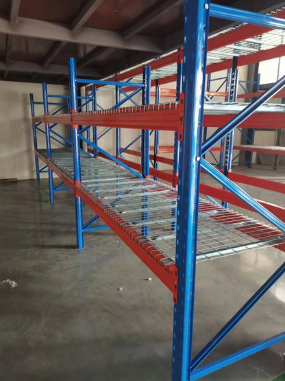 industrial pallet racking with boxes
steel warehouse shelving 8ft to 20ft
heavy-duty pallet racking system
expansion bay pallet rack
wire mesh panels for pallet racking