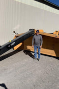 Industries America 16 FT Hydraulic Pull Scraper – Side View on Tractor

Heavy-Duty Orange Scraper with Flotation Tires – Field Ready

16 Foot U-Blade Hydraulic Scraper for Earthmoving Projects

Tractor Attachment Scraper with Tilt Function – Rear Angle View