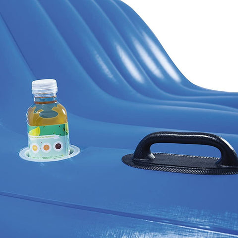 4-seat inflatable island float with sunshade
floating pool lounge with built-in cup holders
relaxing inflatable float for adults
inflatable pool island with cooler and speaker
heavy-duty lake float for 4 people