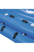 4-seat inflatable island float with sunshade
floating pool lounge with built-in cup holders
relaxing inflatable float for adults
inflatable pool island with cooler and speaker
heavy-duty lake float for 4 people