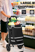 New Insulated Rolling Shopping Cart – Foldable Grocery Trolley with Cooler Bag, Large Wheels & Reflective Strips 110 lbs Capacity AMTL266 - with | Sold by Uncle Wiener's Wholesale