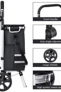 New Insulated Rolling Shopping Cart – Foldable Grocery Trolley with Cooler Bag, Large Wheels & Reflective Strips 110 lbs Capacity AMTL266 - with | Sold by Uncle Wiener's Wholesale