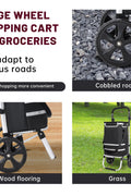 New Insulated Rolling Shopping Cart – Foldable Grocery Trolley with Cooler Bag, Large Wheels & Reflective Strips 110 lbs Capacity AMTL266 - with | Sold by Uncle Wiener's Wholesale