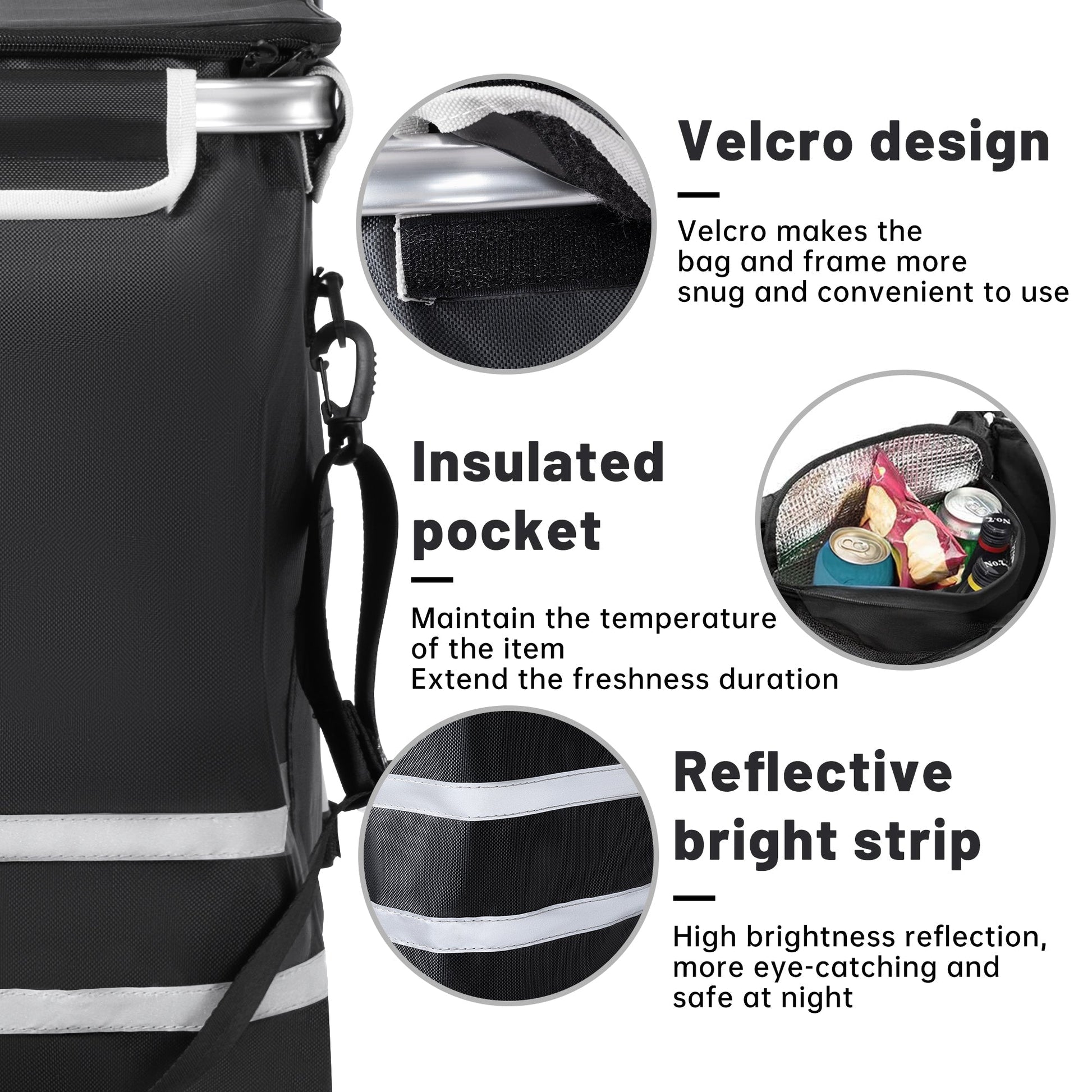 New Insulated Rolling Shopping Cart – Foldable Grocery Trolley with Cooler Bag, Large Wheels & Reflective Strips 110 lbs Capacity AMTL266 - with | Sold by Uncle Wiener's Wholesale