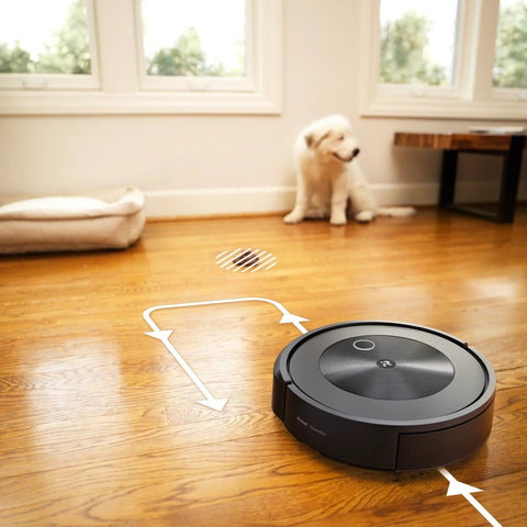 “iRobot Roomba J8+ robot vacuum with self-emptying dock and bonus bags”

“Smart mapping and precision cleaning robot vacuum for pets”

“Roomba J8 Plus with automatic dirt disposal and extra bags”

“Top view of Roomba J8+ cleaning hardwood floors”

“Roomba J8+ smart obstacle-avoiding robot vacuum system”