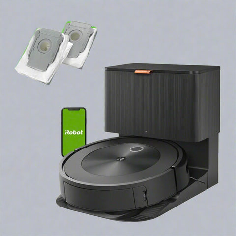 “iRobot Roomba J8+ robot vacuum with self-emptying dock and bonus bags”

“Smart mapping and precision cleaning robot vacuum for pets”

“Roomba J8 Plus with automatic dirt disposal and extra bags”

“Top view of Roomba J8+ cleaning hardwood floors”

“Roomba J8+ smart obstacle-avoiding robot vacuum system”