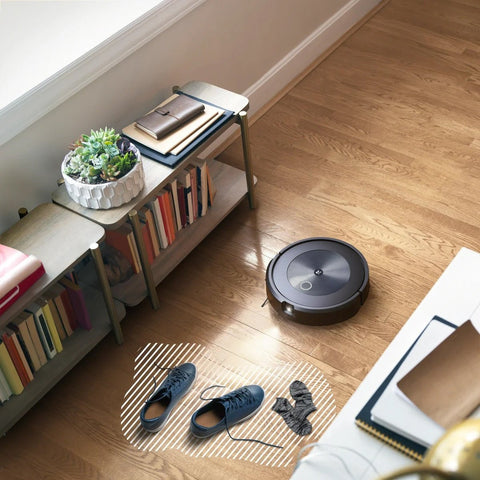 “iRobot Roomba J8+ robot vacuum with self-emptying dock and bonus bags”

“Smart mapping and precision cleaning robot vacuum for pets”

“Roomba J8 Plus with automatic dirt disposal and extra bags”

“Top view of Roomba J8+ cleaning hardwood floors”

“Roomba J8+ smart obstacle-avoiding robot vacuum system”