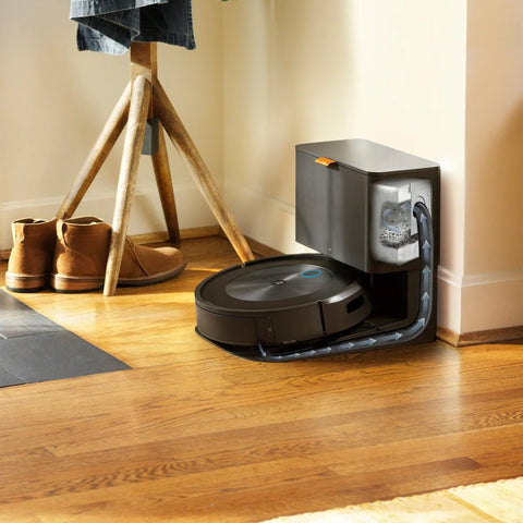 “iRobot Roomba J8+ robot vacuum with self-emptying dock and bonus bags”

“Smart mapping and precision cleaning robot vacuum for pets”

“Roomba J8 Plus with automatic dirt disposal and extra bags”

“Top view of Roomba J8+ cleaning hardwood floors”

“Roomba J8+ smart obstacle-avoiding robot vacuum system”