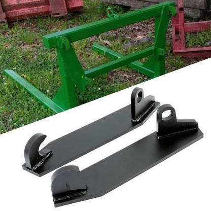 John Deere Euro/Global weld-on plate LYM0070 – front view

Weld-on adapter plate on fabrication bench

John Deere attachment with Euro style weld-on quick plate

Close-up of precision cut steel plate edges