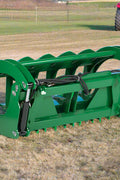 Green root grapple rake for John Deere tractors – 60 inch model
Dual-arm grapple rake with hook and pin mount – front view
Heavy-duty brush clearing grapple attachment – 72 inch width