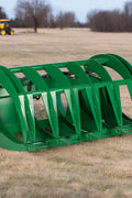 Green root grapple rake for John Deere tractors – 60 inch model
Dual-arm grapple rake with hook and pin mount – front view
Heavy-duty brush clearing grapple attachment – 72 inch width