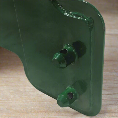  2" receiver hitch mount plate for John Deere tractor – front loader attachment
Heavy-duty green steel hitch plate – fits 200–500 series loaders
Trailer hitch receiver on John Deere mount plate – model MPJD51