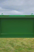 Green snow and mulch bucket attachment mounted on John Deere loader
High-capacity tractor loader bucket – front angle view