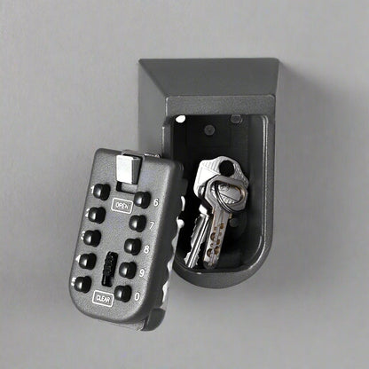 KS10 Keyless Combination Lockbox – Gray and Black Wall-Mounted Key Storage with 4-Digit Code