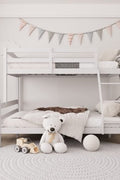 “Twin over full gray and white pine wood bunk bed”
“Modern kids bunk bed with solid wood frame”
“Space-saving bunk bed for children in gray white finish”