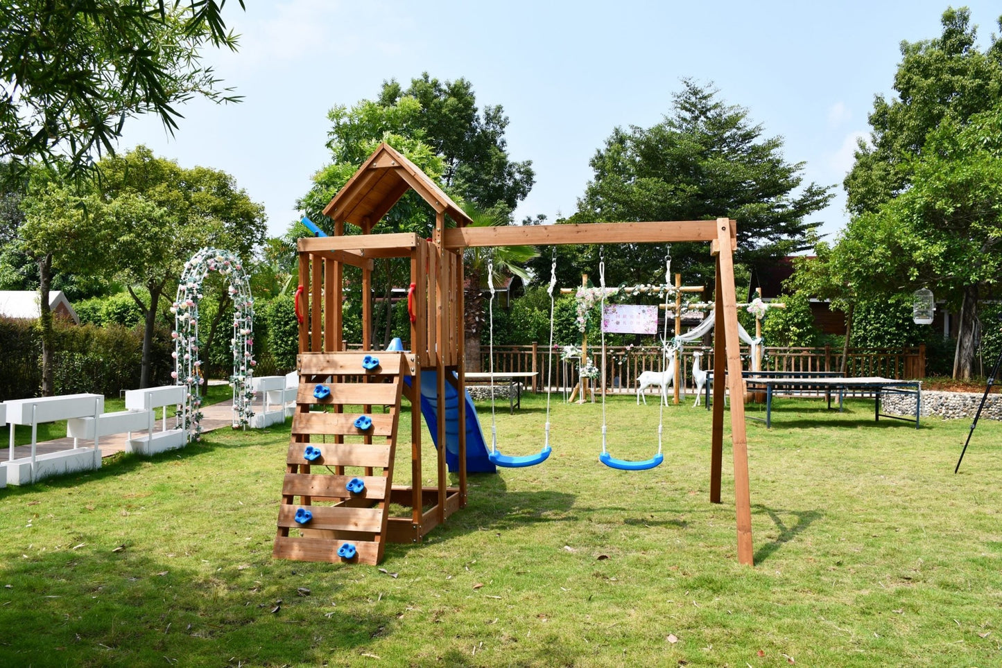 Wooden Backyard Kids Swing Set & Slide – Model C627 Outdoor Play Structure