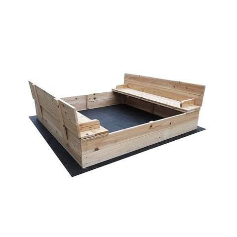 Kids wooden sandbox with cover in backyard setting

Lockable outdoor sandbox filled with sand and toys

Square wooden sandbox with kids playing

Beige sandbox for toddlers in garden area

Assembled kids outdoor sandbox with weather-resistant design