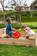 Kids wooden sandbox with cover in backyard setting

Lockable outdoor sandbox filled with sand and toys

Square wooden sandbox with kids playing

Beige sandbox for toddlers in garden area

Assembled kids outdoor sandbox with weather-resistant design