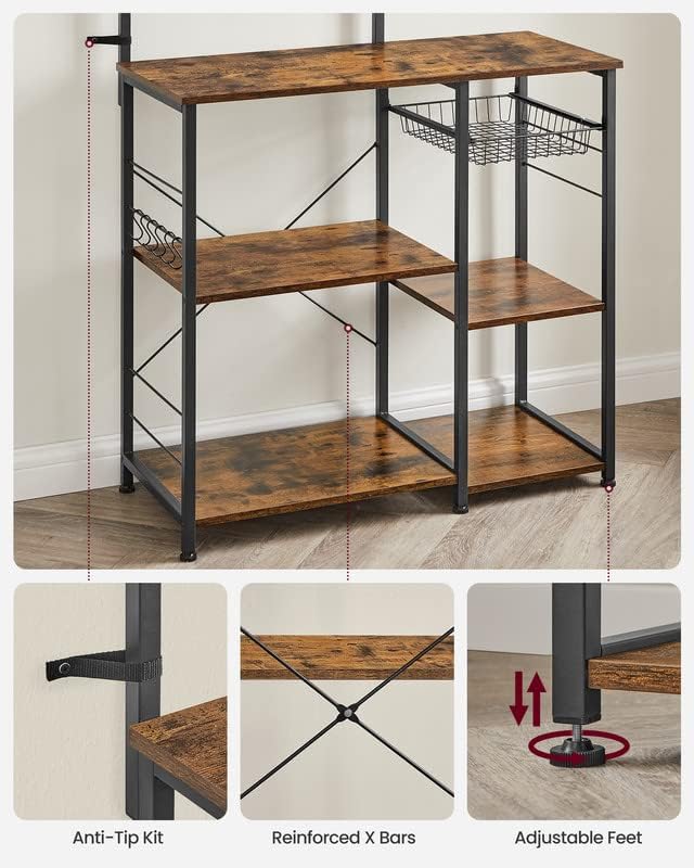 New Kitchen Baker���s Rack with Microwave Stand ��� Storage Shelves & Wire Basket Organizer KKS35X - with | Sold by Uncle Wiener