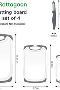 Plastic kitchen cutting boards with anti-slip handles and bonus knife

4-piece BPA-free cutting board set with juice grooves

Non-slip cutting board set in various sizes with stainless steel knife

Easy-grip chopping board set for meat, veggies, and fruits