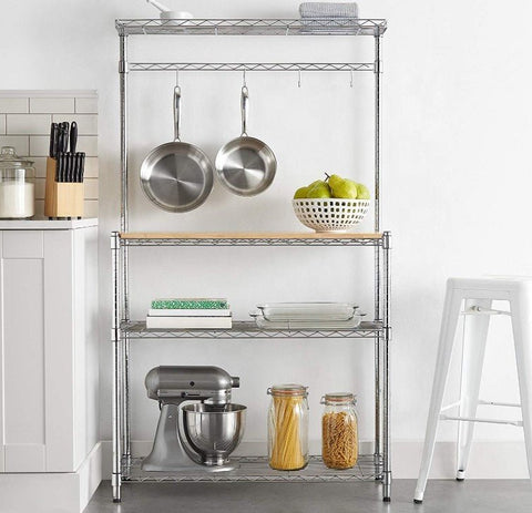 New Kitchen Storage Baker’s Rack with Table – Microwave Stand & Utility Shelf Organizer 7251244 - with | Sold by Uncle Wiener's Wholesale