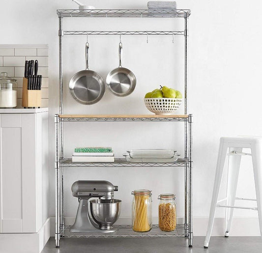 New Kitchen Storage Baker’s Rack with Table – Microwave Stand & Utility Shelf Organizer 7251244 - with | Sold by Uncle Wiener's Wholesale