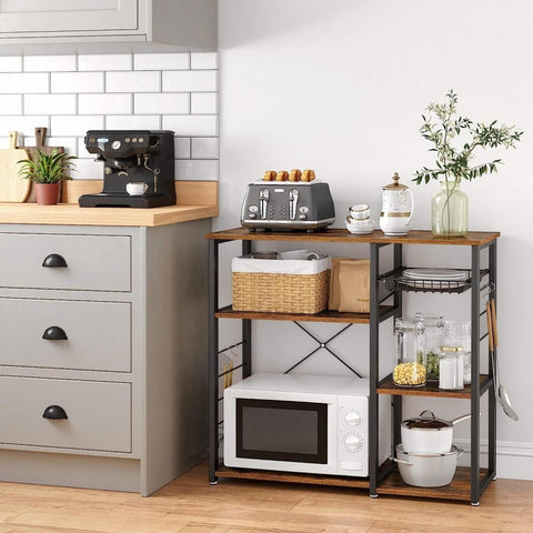 New Kitchen Storage Rack – Microwave Oven Stand with Shelves for Countertop Appliances & Utensils KKS90X - with | Sold by Uncle Wiener's Wholesale