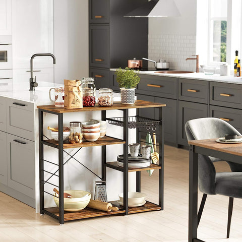 New Kitchen Storage Rack – Microwave Oven Stand with Shelves for Countertop Appliances & Utensils KKS90X - with | Sold by Uncle Wiener's Wholesale