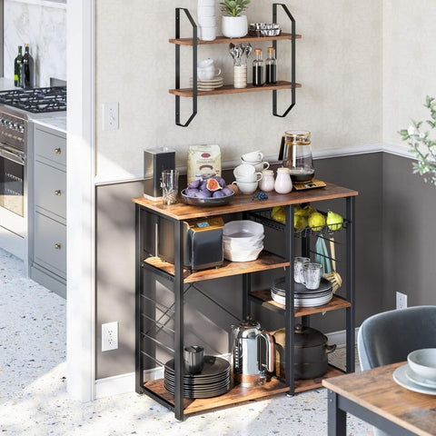 New Kitchen Storage Rack – Microwave Oven Stand with Shelves for Countertop Appliances & Utensils KKS90X - with | Sold by Uncle Wiener's Wholesale