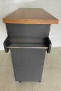 "Rolling kitchen island cart with wood and metal frame, spice rack, drawer, and cabinet – Models 42301 & 4230"