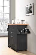 "Rolling kitchen island cart with wood and metal frame, spice rack, drawer, and cabinet – Models 42301 & 4230"