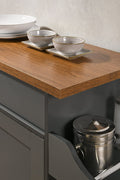 "Rolling kitchen island cart with wood and metal frame, spice rack, drawer, and cabinet – Models 42301 & 4230"