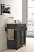 "Rolling kitchen island cart with wood and metal frame, spice rack, drawer, and cabinet – Models 42301 & 4230"