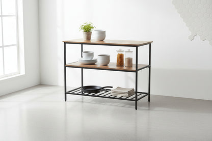 New Kitchen & Utility Storage Rack – Industrial Greige & Black 3 - Tier Shelf TLKR2503 - with | Sold by Uncle Wiener's Wholesale