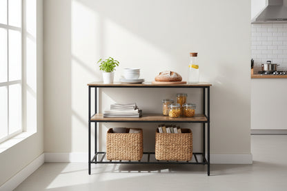 New Kitchen & Utility Storage Rack – Industrial Greige & Black 3 - Tier Shelf TLKR2503 - with | Sold by Uncle Wiener's Wholesale