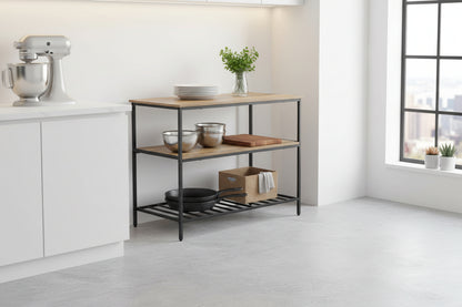New Kitchen & Utility Storage Rack – Industrial Greige & Black 3 - Tier Shelf TLKR2503 - with | Sold by Uncle Wiener's Wholesale