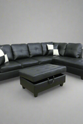 Modern L-Shaped Sectional Sofa with Ottoman - Right Facing Configuration

Living Room Setup with Black L-Shaped Sectional and Ottoman

Tufted Cushion Detail on Modern Sectional Sofa

Family Room with White L-Shaped Sectional Sofa