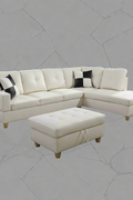 Modern L-Shaped Sectional Sofa with Ottoman - Right Facing Configuration

Living Room Setup with Black L-Shaped Sectional and Ottoman

Tufted Cushion Detail on Modern Sectional Sofa

Family Room with White L-Shaped Sectional Sofa