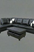 Modern L-Shaped Sectional Sofa with Ottoman - Right Facing Configuration

Living Room Setup with Black L-Shaped Sectional and Ottoman

Tufted Cushion Detail on Modern Sectional Sofa

Family Room with White L-Shaped Sectional Sofa