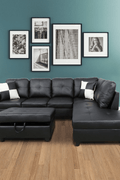 Modern L-Shaped Sectional Sofa with Ottoman - Right Facing Configuration

Living Room Setup with Black L-Shaped Sectional and Ottoman

Tufted Cushion Detail on Modern Sectional Sofa

Family Room with White L-Shaped Sectional Sofa