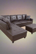 Modern L-Shaped Sectional Sofa with Ottoman - Right Facing Configuration

Living Room Setup with Black L-Shaped Sectional and Ottoman

Tufted Cushion Detail on Modern Sectional Sofa

Family Room with White L-Shaped Sectional Sofa