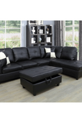 Modern L-Shaped Sectional Sofa with Ottoman - Right Facing Configuration

Living Room Setup with Black L-Shaped Sectional and Ottoman

Tufted Cushion Detail on Modern Sectional Sofa

Family Room with White L-Shaped Sectional Sofa