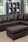 Modern L-Shaped Sectional Sofa with Ottoman - Right Facing Configuration

Living Room Setup with Black L-Shaped Sectional and Ottoman

Tufted Cushion Detail on Modern Sectional Sofa

Family Room with White L-Shaped Sectional Sofa