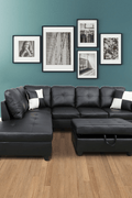 Modern L-Shaped Sectional Sofa with Ottoman - Right Facing Configuration

Living Room Setup with Black L-Shaped Sectional and Ottoman

Tufted Cushion Detail on Modern Sectional Sofa

Family Room with White L-Shaped Sectional Sofa