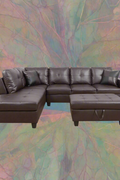 Modern L-Shaped Sectional Sofa with Ottoman - Right Facing Configuration

Living Room Setup with Black L-Shaped Sectional and Ottoman

Tufted Cushion Detail on Modern Sectional Sofa

Family Room with White L-Shaped Sectional Sofa