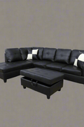 Modern L-Shaped Sectional Sofa with Ottoman - Right Facing Configuration

Living Room Setup with Black L-Shaped Sectional and Ottoman

Tufted Cushion Detail on Modern Sectional Sofa

Family Room with White L-Shaped Sectional Sofa
