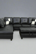 Modern L-Shaped Sectional Sofa with Ottoman - Right Facing Configuration

Living Room Setup with Black L-Shaped Sectional and Ottoman

Tufted Cushion Detail on Modern Sectional Sofa

Family Room with White L-Shaped Sectional Sofa