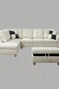 Modern L-Shaped Sectional Sofa with Ottoman - Right Facing Configuration

Living Room Setup with Black L-Shaped Sectional and Ottoman

Tufted Cushion Detail on Modern Sectional Sofa

Family Room with White L-Shaped Sectional Sofa