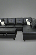 Modern L-Shaped Sectional Sofa with Ottoman - Right Facing Configuration

Living Room Setup with Black L-Shaped Sectional and Ottoman

Tufted Cushion Detail on Modern Sectional Sofa

Family Room with White L-Shaped Sectional Sofa