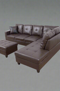Modern L-Shaped Sectional Sofa with Ottoman - Right Facing Configuration

Living Room Setup with Black L-Shaped Sectional and Ottoman

Tufted Cushion Detail on Modern Sectional Sofa

Family Room with White L-Shaped Sectional Sofa